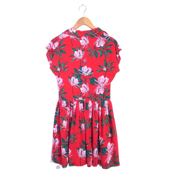 Roxy Red Vacation Floral Collared V Neck Sun Dress - Picture 2 of 8